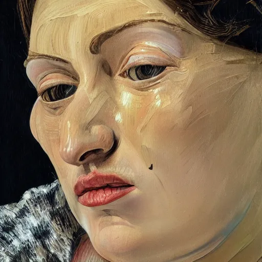 Image similar to high quality high detail painting by lucian freud, hd, portrait of madonna