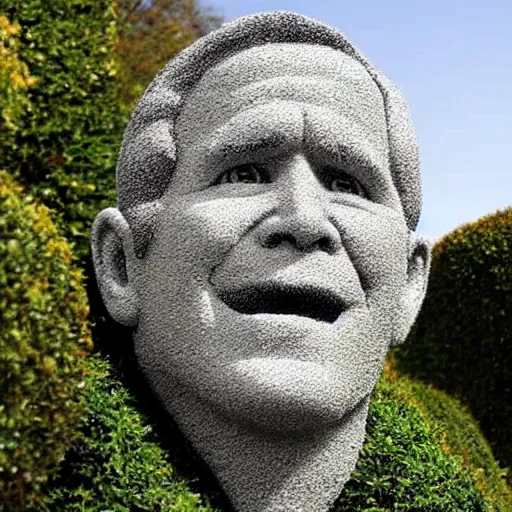 Image similar to a hedge sculpted in the shape of george w. bush's face