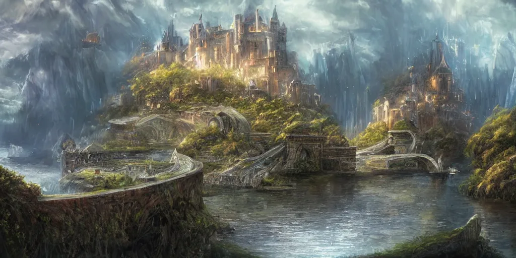 citadel, celestia, eden, river, fantasy artwork, award | Stable ...