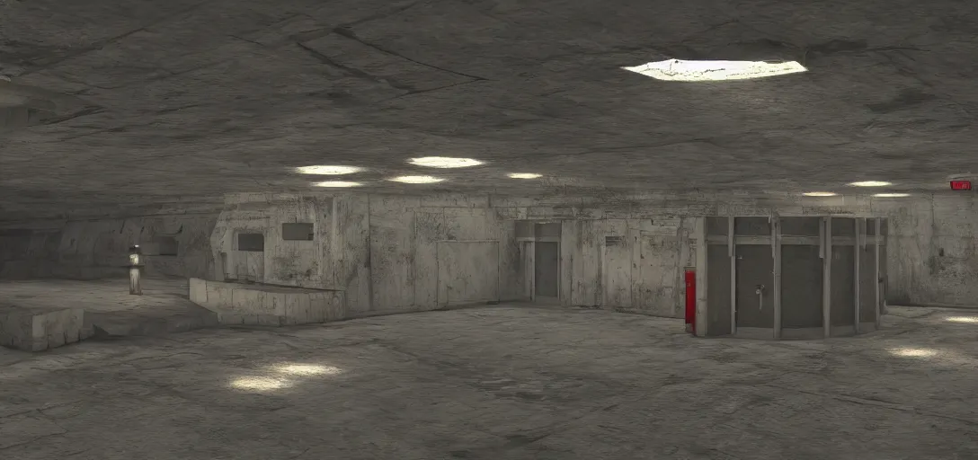 Prompt: retro vault bunker concept art, colorful, 8 k photorealistic, hd, high details, trending on artstation