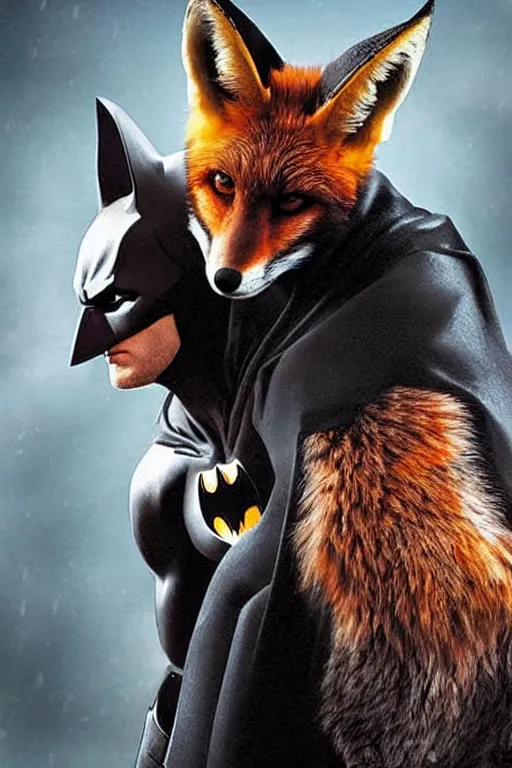 Prompt: Batman, but instead of bats he is based on foxes, wears a fox-themed outfit, movie still