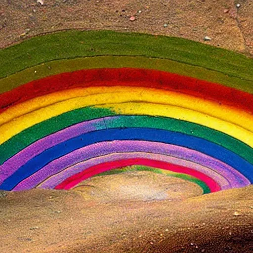 Prompt: rainbow worm tunnels in the earth, Surrealism