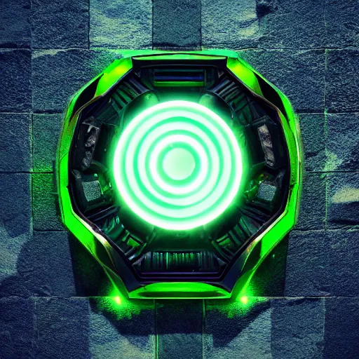 Image similar to green heater - shield, powerful fantasy epic legends, game icon stylized, digital illustration radiating, a glowing aura, global illumination, ray tracing, 8 k high definition, intricate details, octane render, unreal engine, trending on arstation