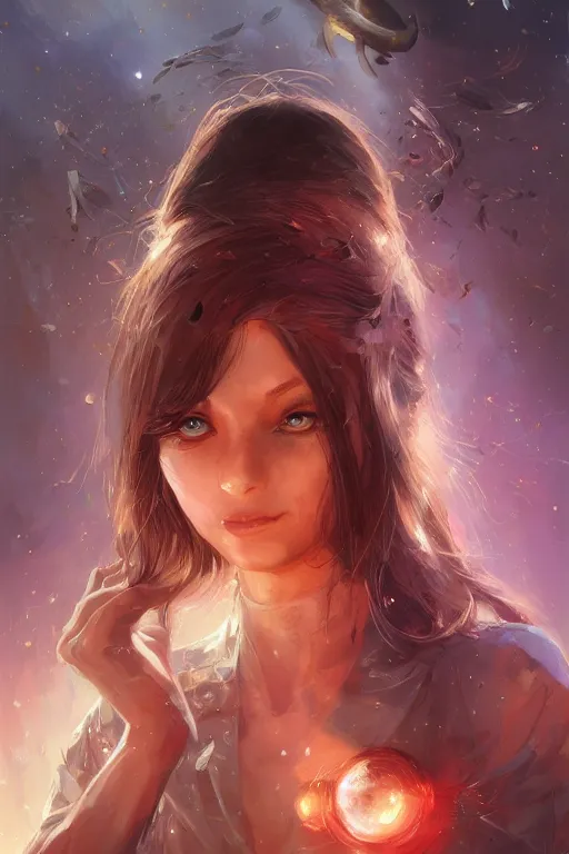 Prompt: her eyes shining like starlings , just born anew in the furnaces of the galaxy, by Artgerm, wlop, James Jean, Andrei Riabovitchev, Marc Simonetti, yoshitaka Amano, Artstation, CGsociety