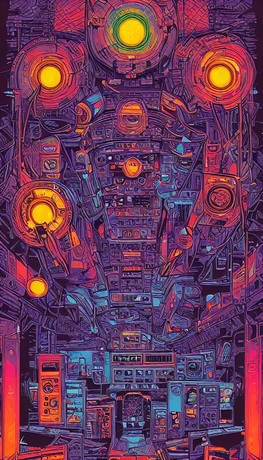 Image similar to techno artwork, by dan mumford