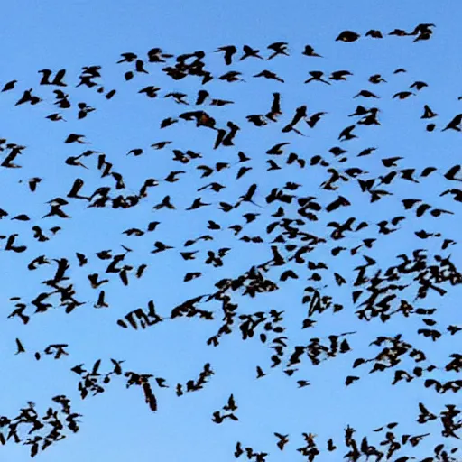 Image similar to photo of crows flying above the accident, people say that they are the incarnation of the spirit who died