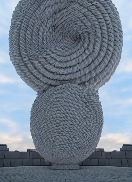 Image similar to highly detailed realistic architecture 3 d render of a futurisctic spiral stele monument made from balls standing in a city park, archdaily, made in unreal engine 4 octane render