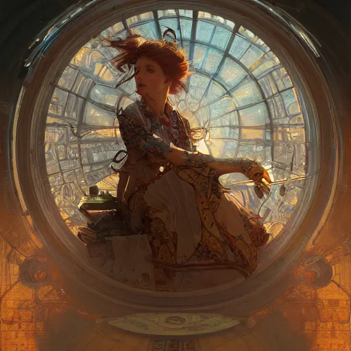 Prompt: a highly detailed digital image of an imagination machine, concept art, artstation, cgsociety, very detailed, intricate, detailed illustration, by artgerm and greg rutkowski and alphonse mucha, product lighting, sharp, smooth, masterpiece