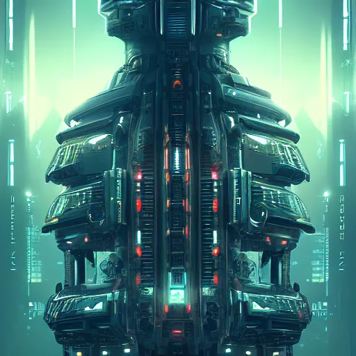 Image similar to A dream beyond horizon. ArtStation, Cyberpunk, Vertical Symmetry, 8K, Highly Detailed, Intricate, Album Art.