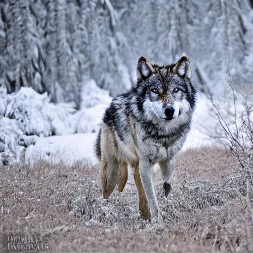 Image similar to grey wolf in snowy area hunting with the pack