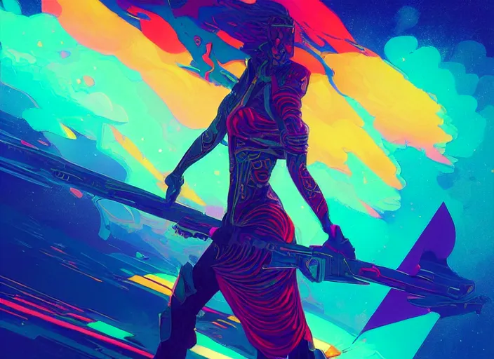 Prompt: A psychedelic flats star lancer , vibrant color scheme, highly detailed, in the style of romanticism, cinematic, artstation, Moebius, Greg rutkowski