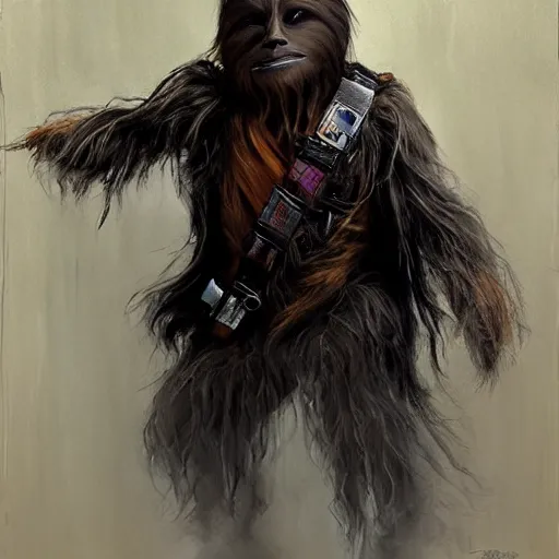 Image similar to chewbacca severus snape by jeremy mann, mixing, fusing