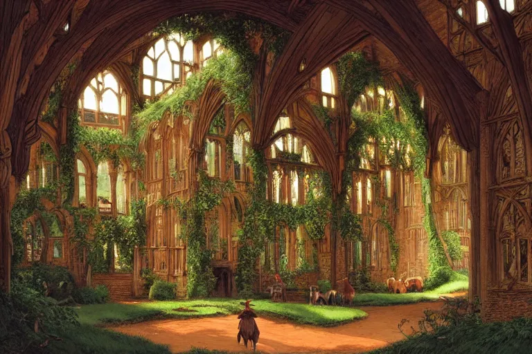 Image similar to elaborate dense beautiful scene from redwall abbey by brian jacques and zaha hadid