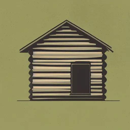 Prompt: a 2 d minimalist illustration of a cabin in the woods