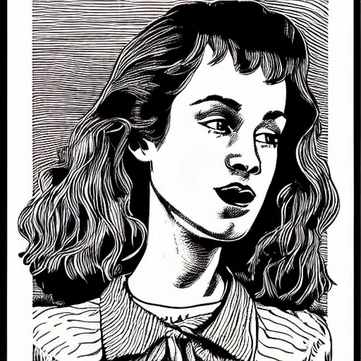 Image similar to a portrait illustration of Juliet Lewis drawn by ROBERT CRUMB