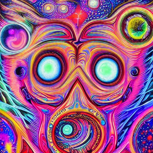 Image similar to a very high hyperdetailed painting of 👽💻🌌 psychedelic spiritual art