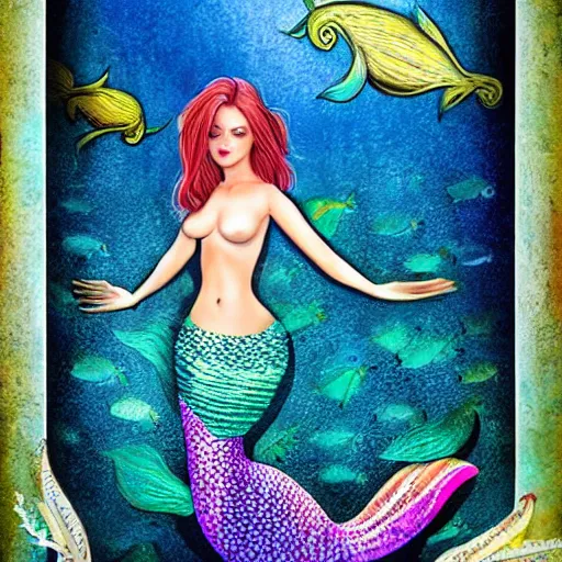 Prompt: beautiful mermaid full body portrait