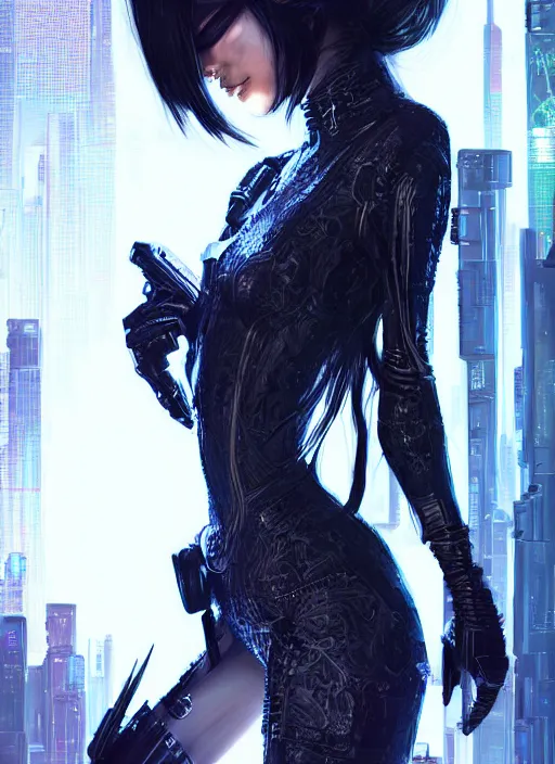 Image similar to teen elf, cyberpunk cyberpunk cyberpunk, black hair, gorgeous, amazing, elegant, intricate, highly detailed, digital painting, artstation, concept art, sharp focus, illustration, art by ross tran