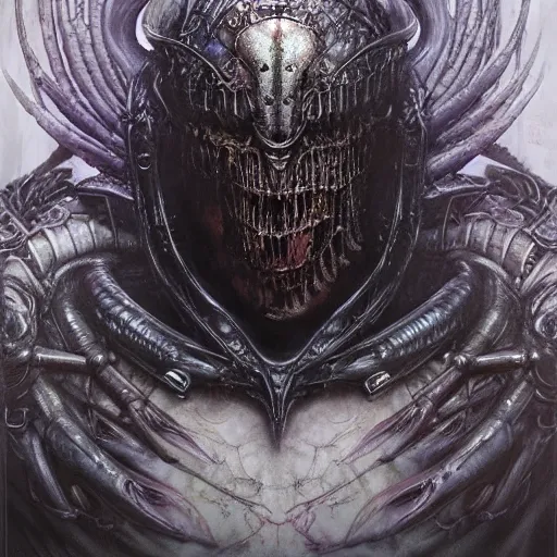 Prompt: strange detailed portrait of a final fantasy boss decorated with an arcane halo by hr giger, greg rutkowski, luis royo and wayne barlowe as a diablo, resident evil, dark souls, bloodborne monster