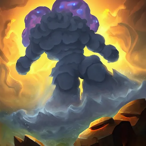 Image similar to air (elemental giant golem), air and tornado theme, hearthstone art style, epic fantasy card game art