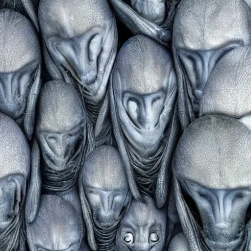 Image similar to actual photograph of grey aliens, award winning, high def