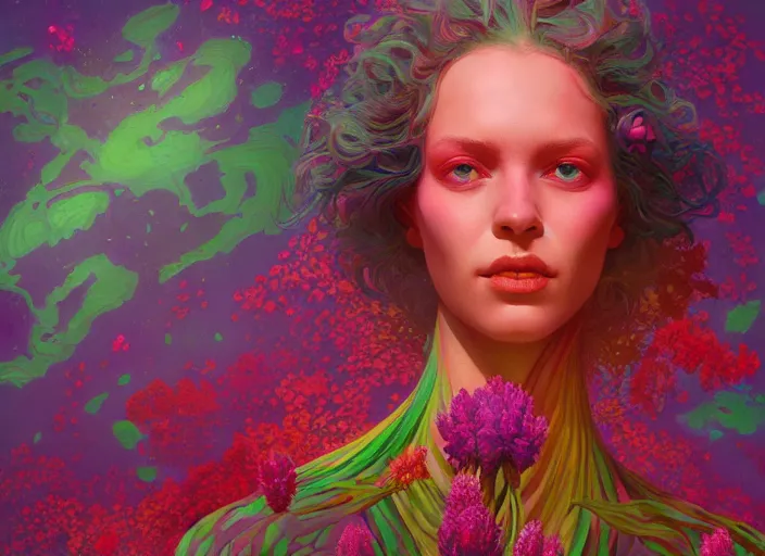 A psychedelic portrait of hyacinth plantfolk , vibrant | Stable ...