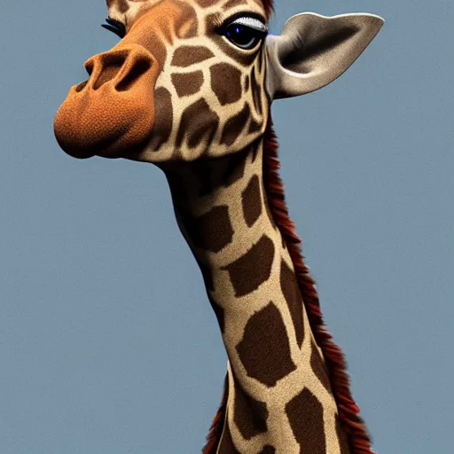 Image similar to a highly detailed portrait of a humanoid giraffe in a blue cloak, artstation, deviantart, professional, unreal engine 5, photorealistic