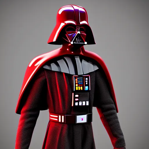 Image similar to darth vader but his entire suit is crimson red, high detail, 8 k