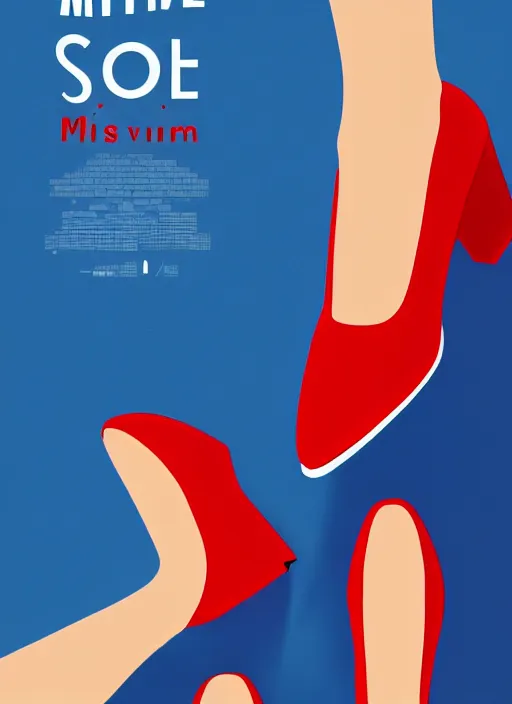 Prompt: minimal movie poster, mismatched red shoe and blue shoe