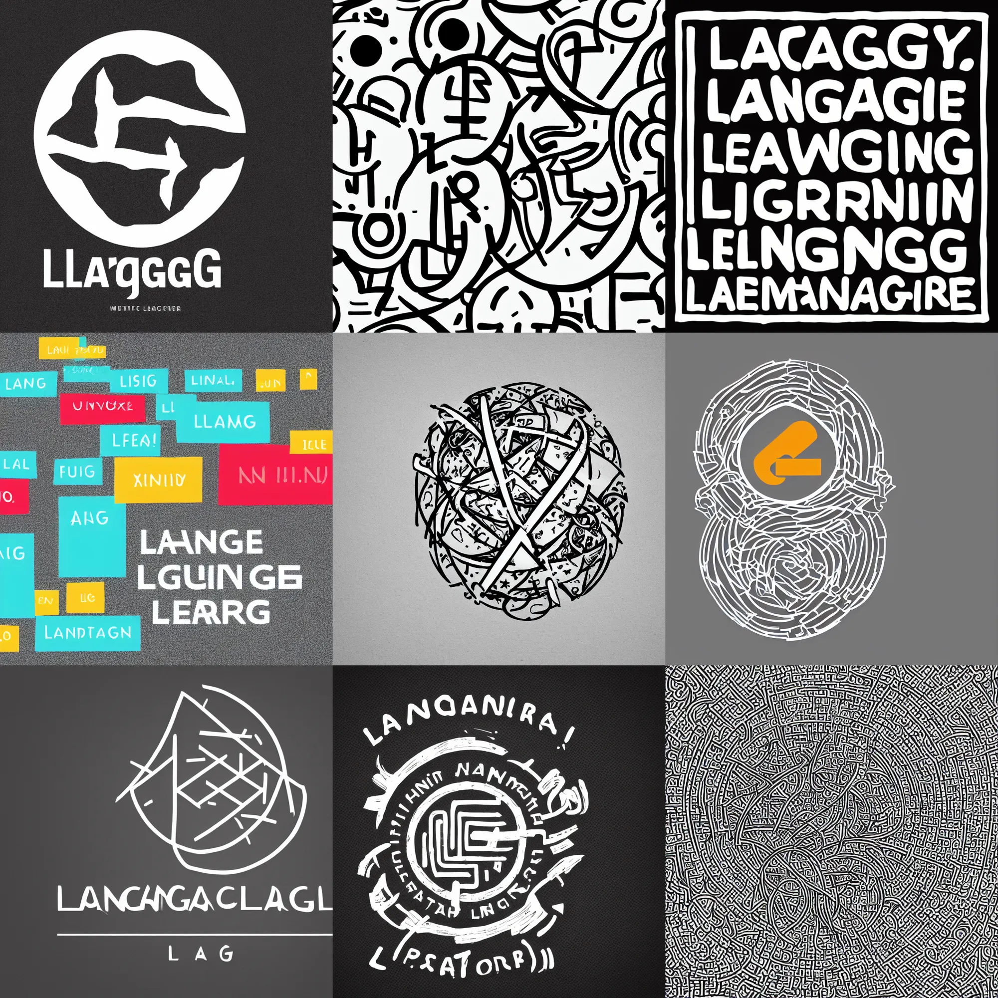 Prompt: language learning logo, high contrast, big, simple, intricate, elegant, highly detailed, artstation, concept art, smooth, sharp focus