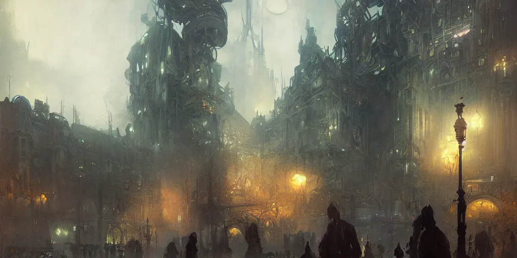 Prompt: hyperrealist matte painting of an enormous glowing futuristic building shaped like a skull at night by jeremy mann and alphonse mucha and alan lee, fantasy art, photo realistic, dynamic lighting, artstation, poster, volumetric lighting, very detailed faces, award winning