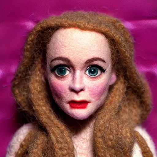 Image similar to needle felted alicia silverstone as cher from the movie clueless (1995), highly detailed, tilt shift, eerie, hyperrealism, highly textured, god rays