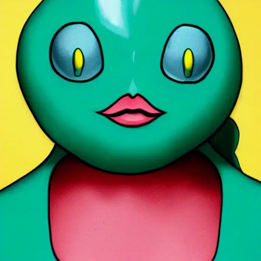 Image similar to mixture between ditto and jynx, slime lady pokemon hybrid, lips and blob