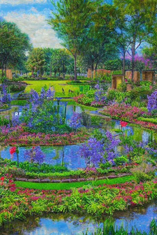 Image similar to mcgovern centennial gardens in houston, oil on canvas, intricate, landscape, 8 k highly professionally detailed, hdr, cgsociety