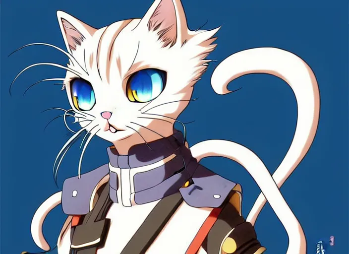 Image similar to anime visual of a cute cat, with blue eyes!!!!, high quality detailed anime, cel shaded, digital art by last exile murata range blue submarine no 6, hd, ambient light