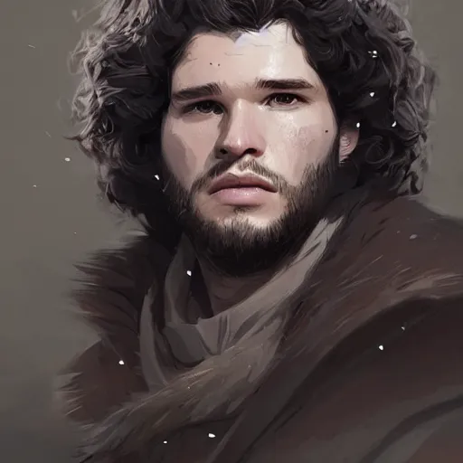 Image similar to portrait of jon snow with monkey pox by greg rutkowski, young, attractive, highly detailed portrait, scifi, digital painting, artstation, concept art, smooth, sharp foccus ilustration, artstation hq ”