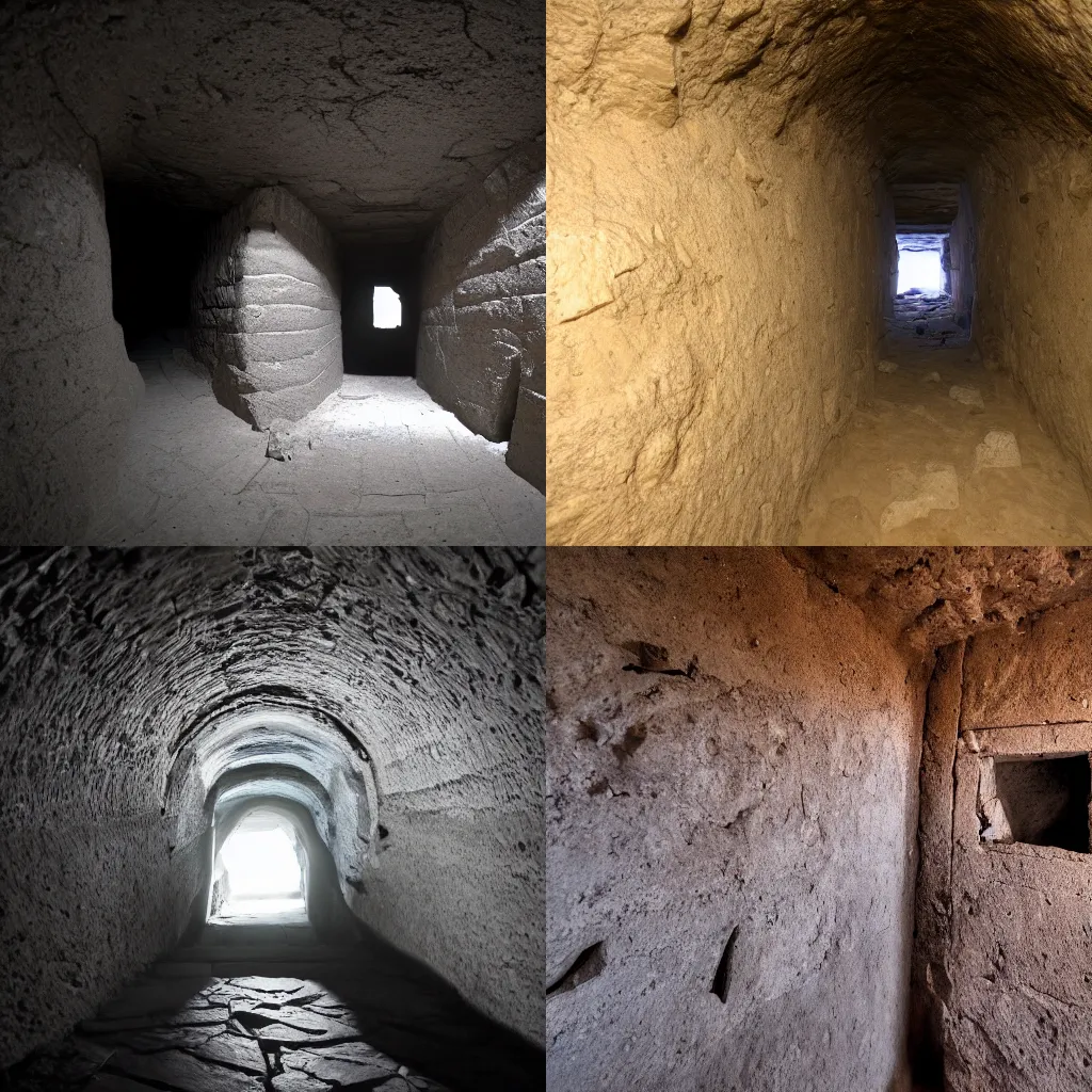 Prompt: portal to the underworld inside a hidden room in the great pyramid, 4K photo documentary