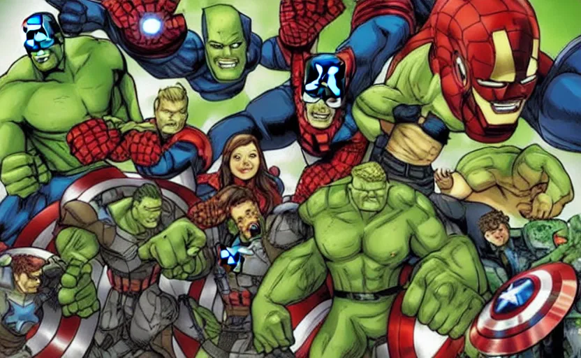 Image similar to marvel avengers made of pickles, concept art