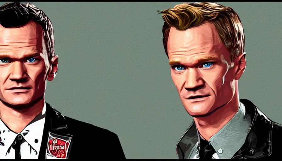 Image similar to Neil Patrick Harris in GTA V artwork style, digital art