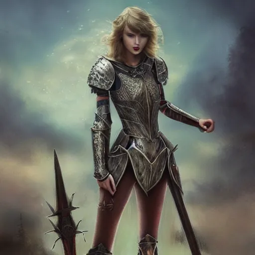 Prompt: the picture of taylor swift in a knight armor, epic fantasy art, mystical, mystic atmosphere, mythology, photo realistic, high detail, ultra realistic, hyper realistic, high definiton, 4 k uhd,