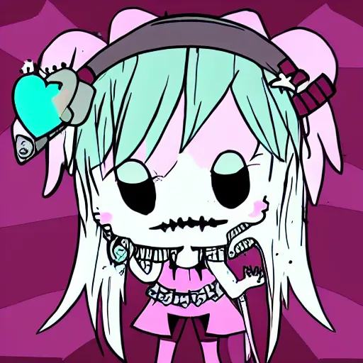 Image similar to punk happy tree friends character, profile picture, grunge fashion, reflection, cute artwork, inspired by made in abyss, gothic style