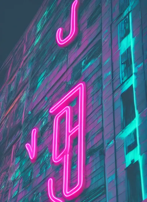 Image similar to a neon sign on the side of a building, cyberpunk art by elsa bleda, unsplash, postminimalism, glowing neon, neon, retrowave