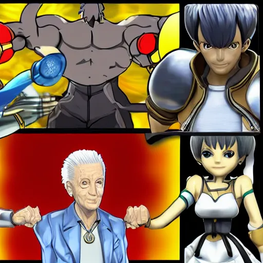 Prompt: bob barker in fighting game, light frame, acrobatic moveset, fan favorite, 2 d sprite 3 rd strike arc system works snk capcom bandai namco