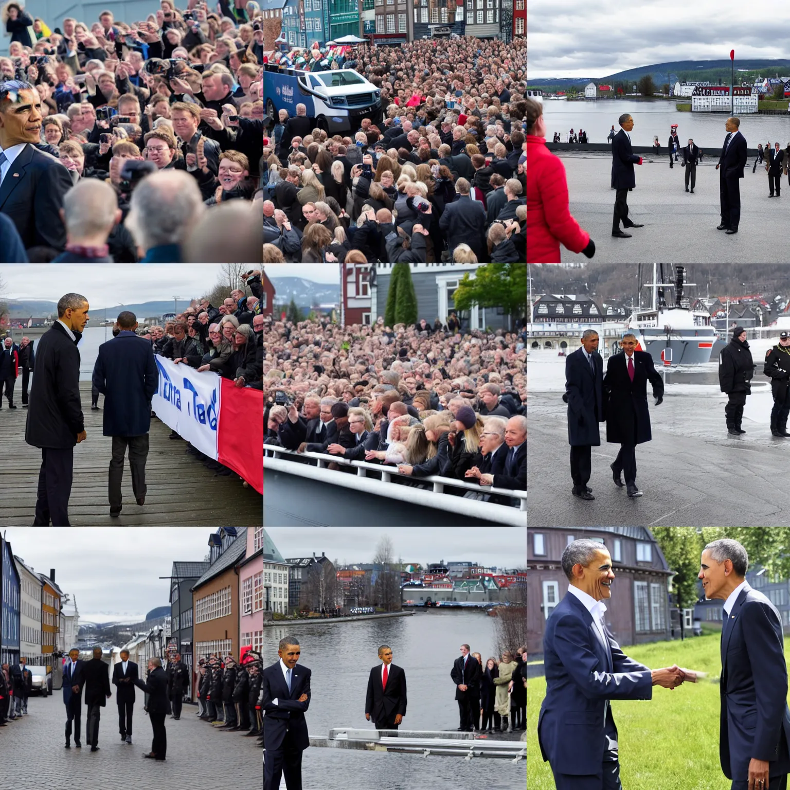 Prompt: Obama visiting Trondheim, Norway