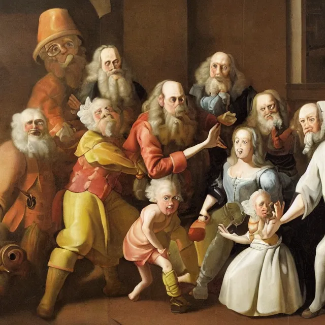 Image similar to baroque dutch painting from 1 6 7 0 of rick and morty