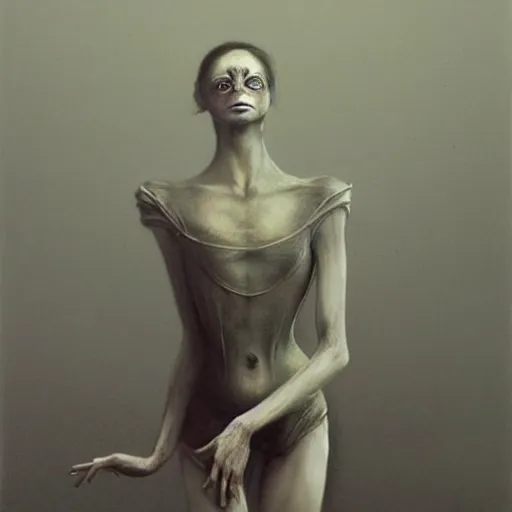 Image similar to beautiful ballerina inspired by giger, zdzislaw beksinski, cam de leon, and the art of stephen gammell