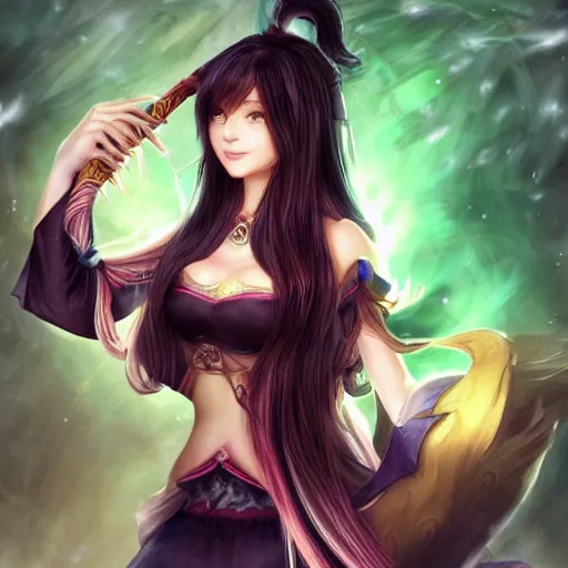 Image similar to seraphine from league of legends brushing her hair