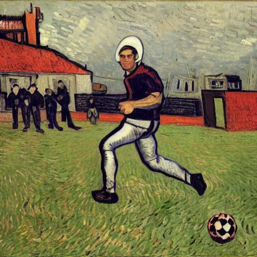 Image similar to Tom Cruise playing football by Van Gogh