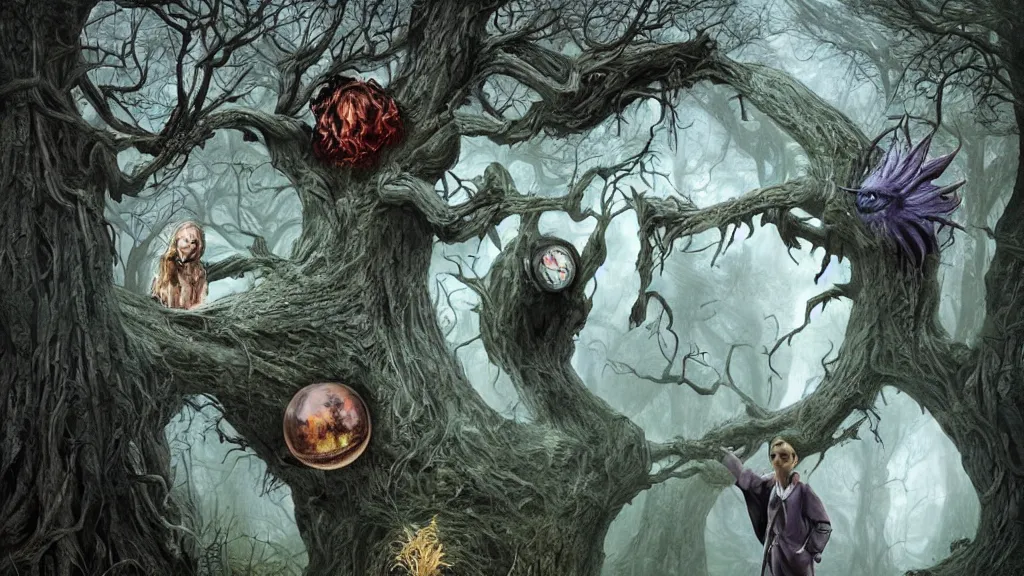 Image similar to the legend of sleepy hallow themed surrealist art in the styles of igor morski, jim warren, and a tim burton film, intricate, hyperrealistic, volumetric lighting