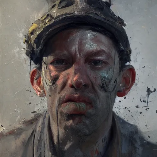 Prompt: a portrait oil painting by adrian ghenie and enki bilal, intricate detailed study of a nightmarish face : : ultra - detailed technical precision : : high definition 3 d render, unreal engine, hi - res textures